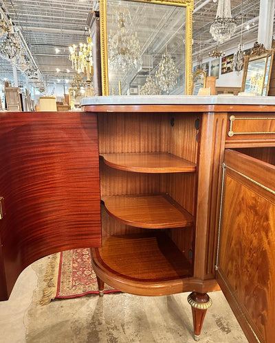 Louis XVI Marble Top Demilune Sideboard with Brass Details