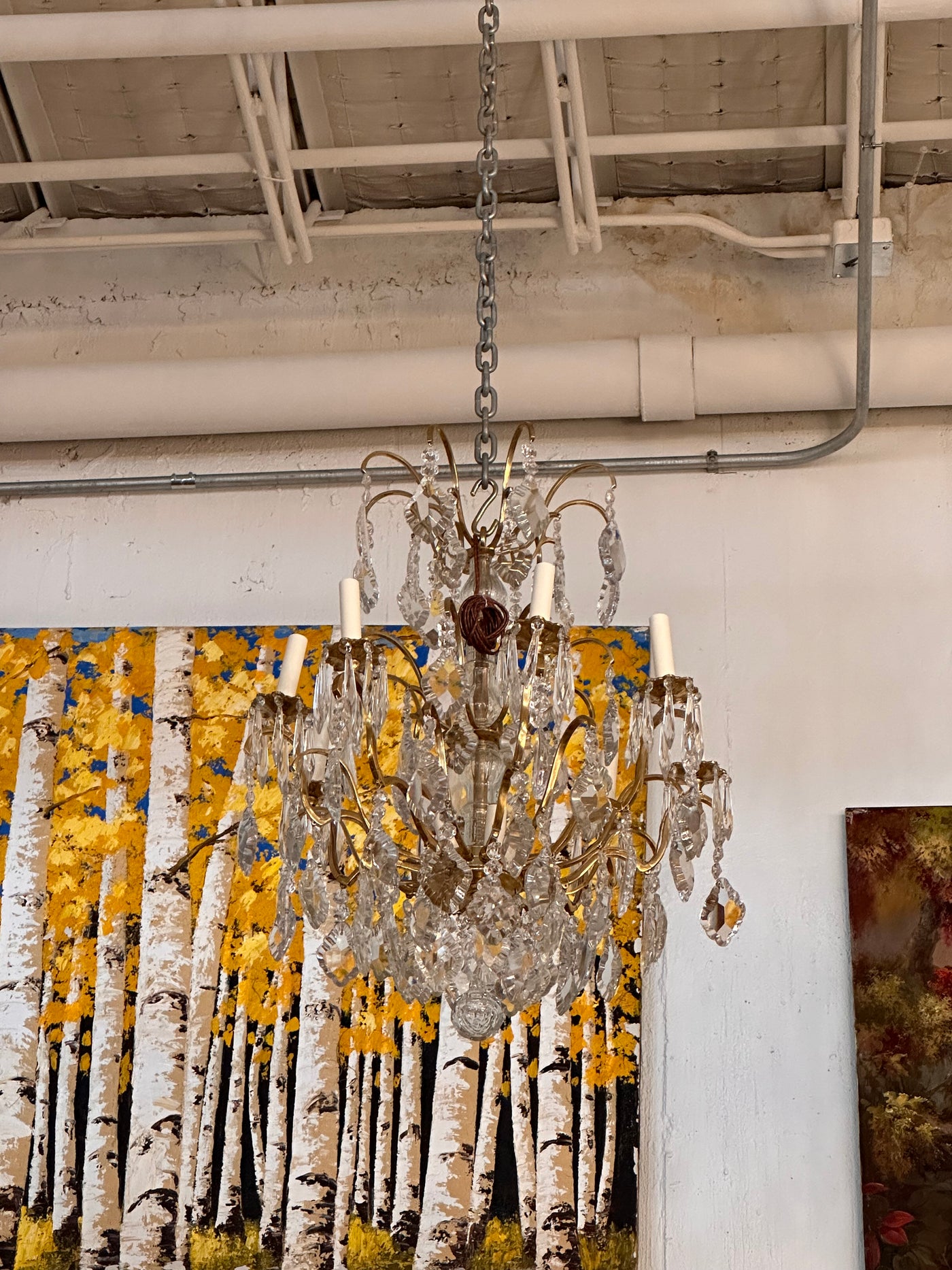 Brass Chandelier with Dainty Arms