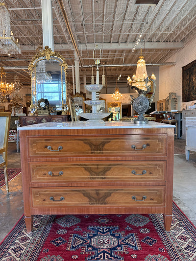 Marble Top Burl Wood Chest of Drawers