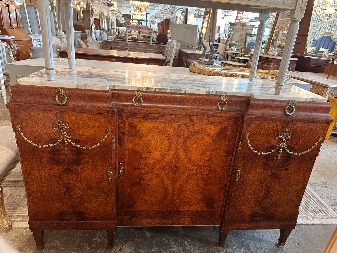 Louis XV Sideboard with Brass Garland Details