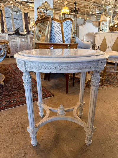 Louis XVI Oval Marble Top Side Table