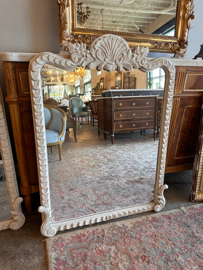 French Carved Mirror with White Finish