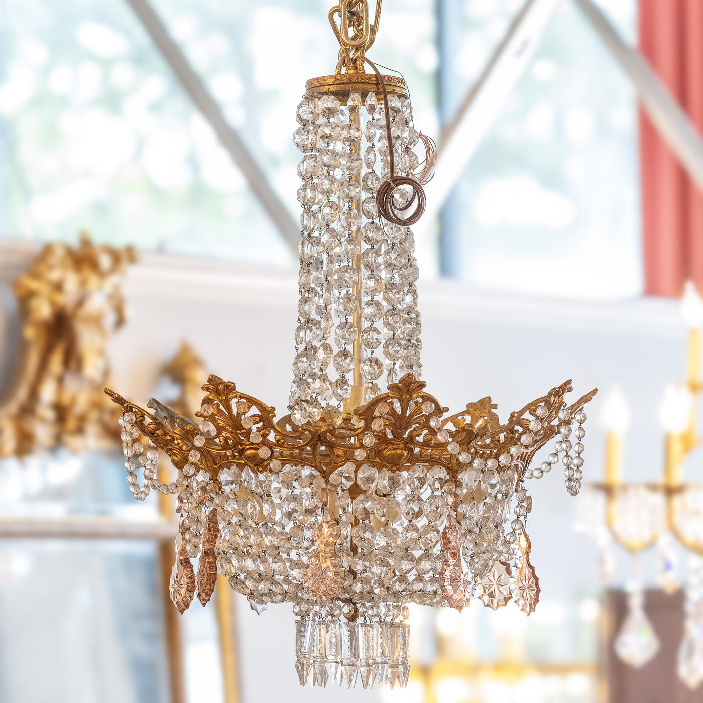 Antique French Crystal Empire Chandelier | Le Chateau | European Luxury Furniture in Atlanta