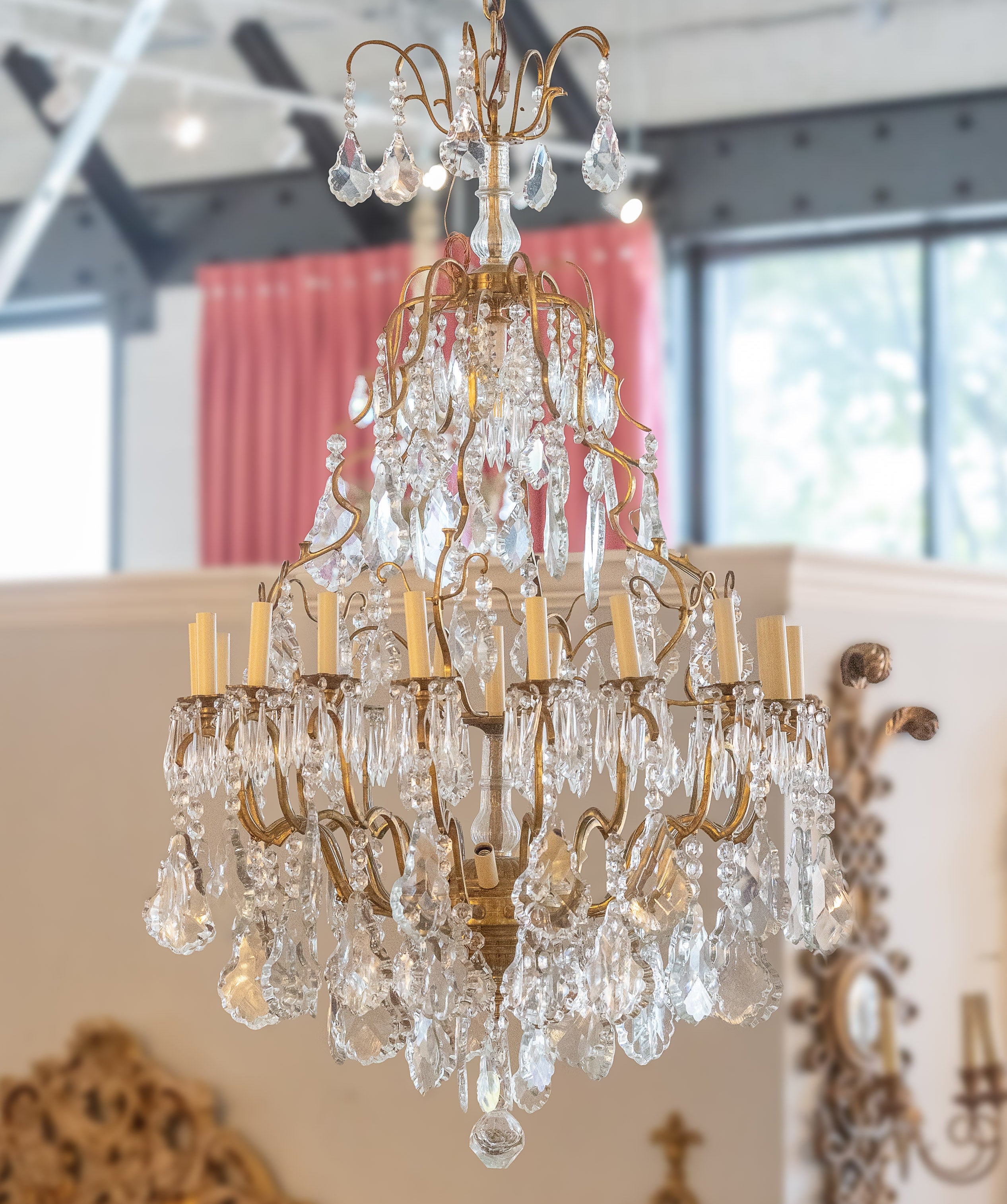 Louis XV Gilded Brass & Crystal Candelabra Chandelier – Le Chateau
