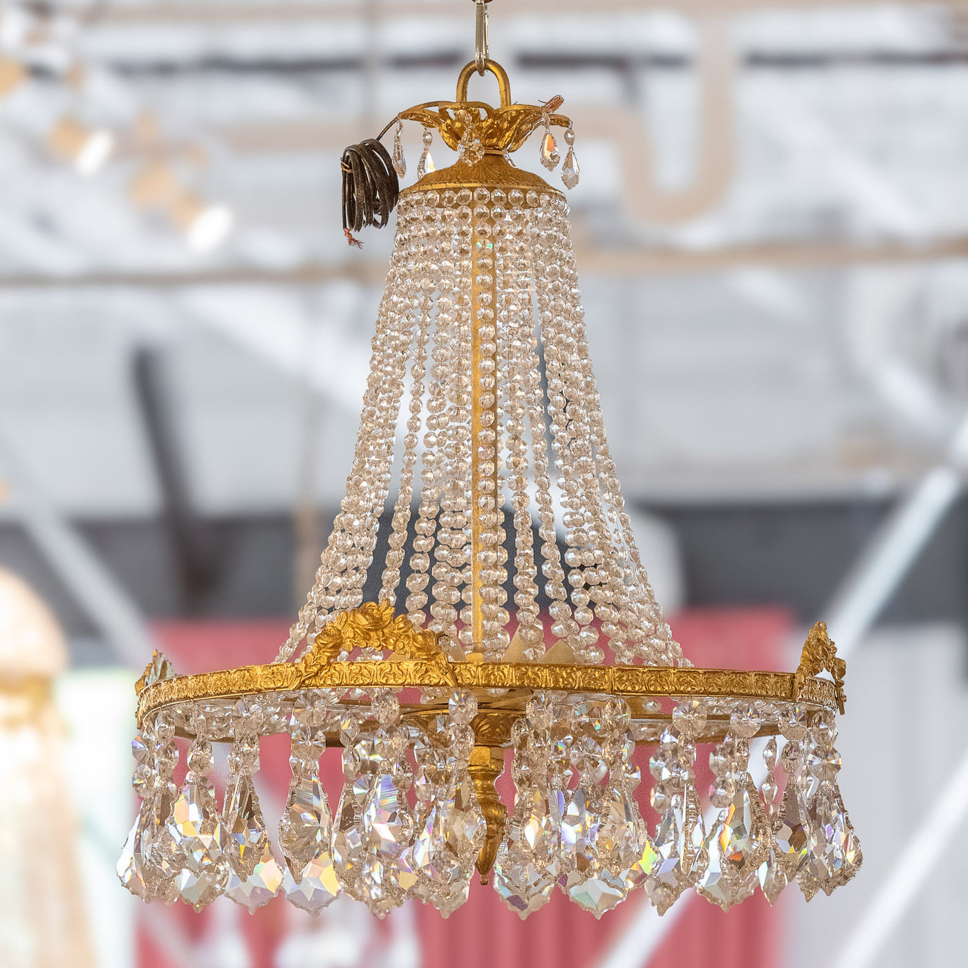 Petite Empire Crystal Chandelier – Gilded Brass & Prism Drops - Empire Chandeliers | Le Chateau (Atlanta, GA) • 1