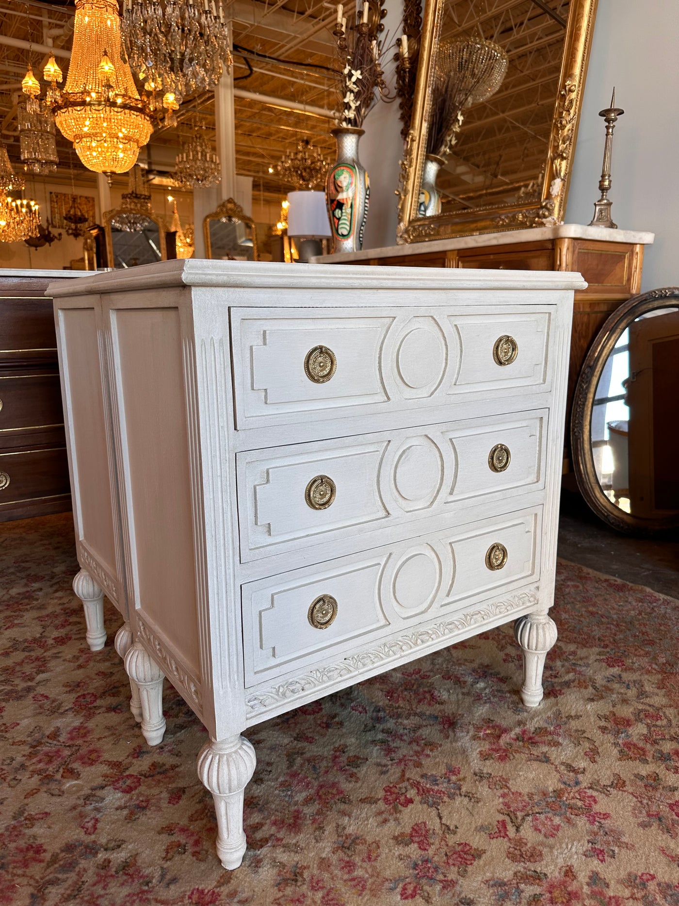 Swedish Chest with Circle Carving | Le Chateau | European Luxury Furniture in Atlanta