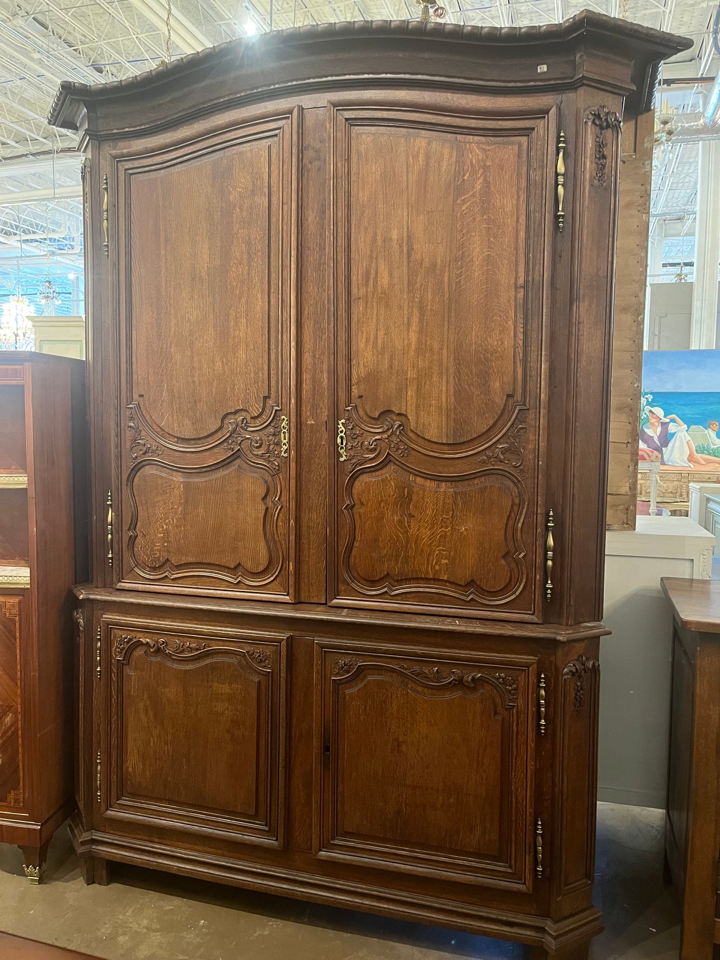 French Large Oak Buffet Deux Corps