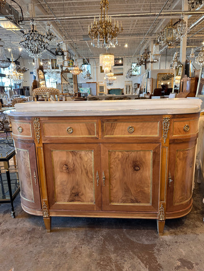 19th Century Burl Wood Demilune Buffet