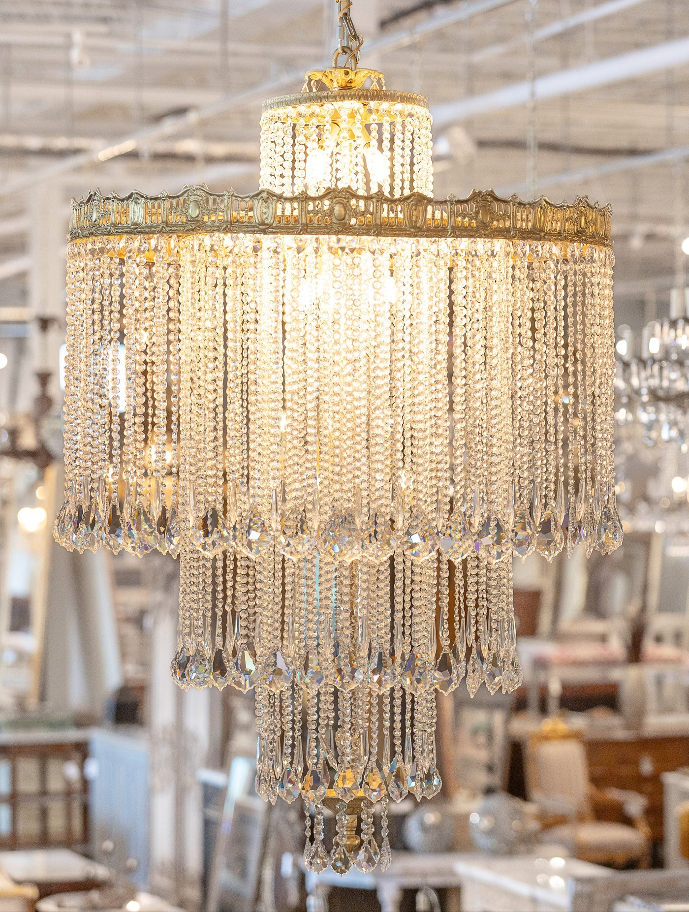 Grand Empire Tiered Crystal Chandelier – Gilded Frame & Swarovski Prisms