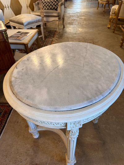 Louis XVI Oval Marble Top Side Table