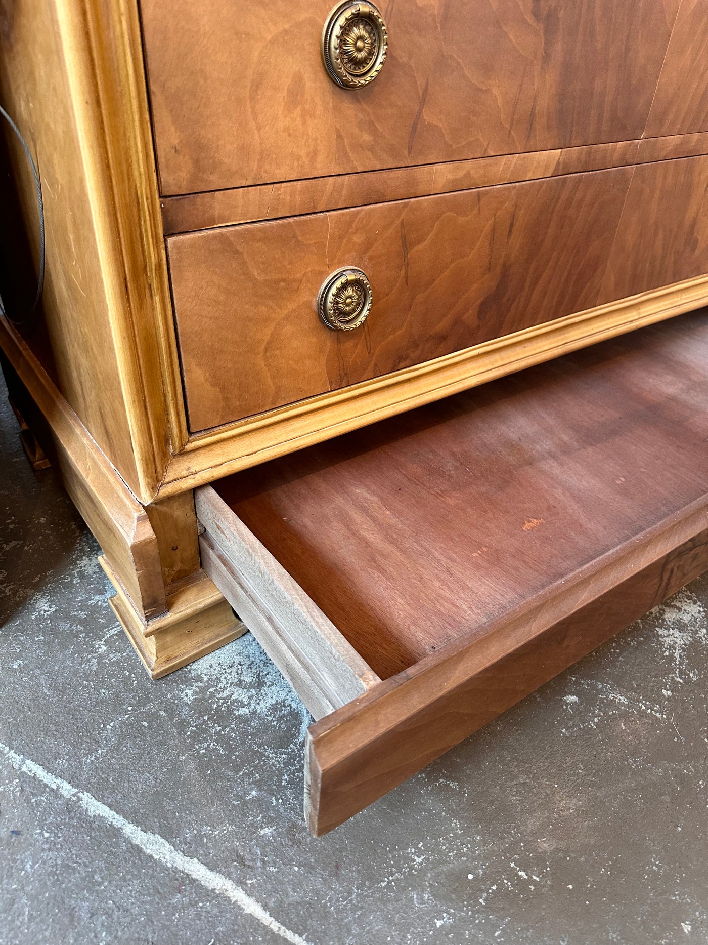 Louis Philippe Burl Wood Chest with White Marble Top