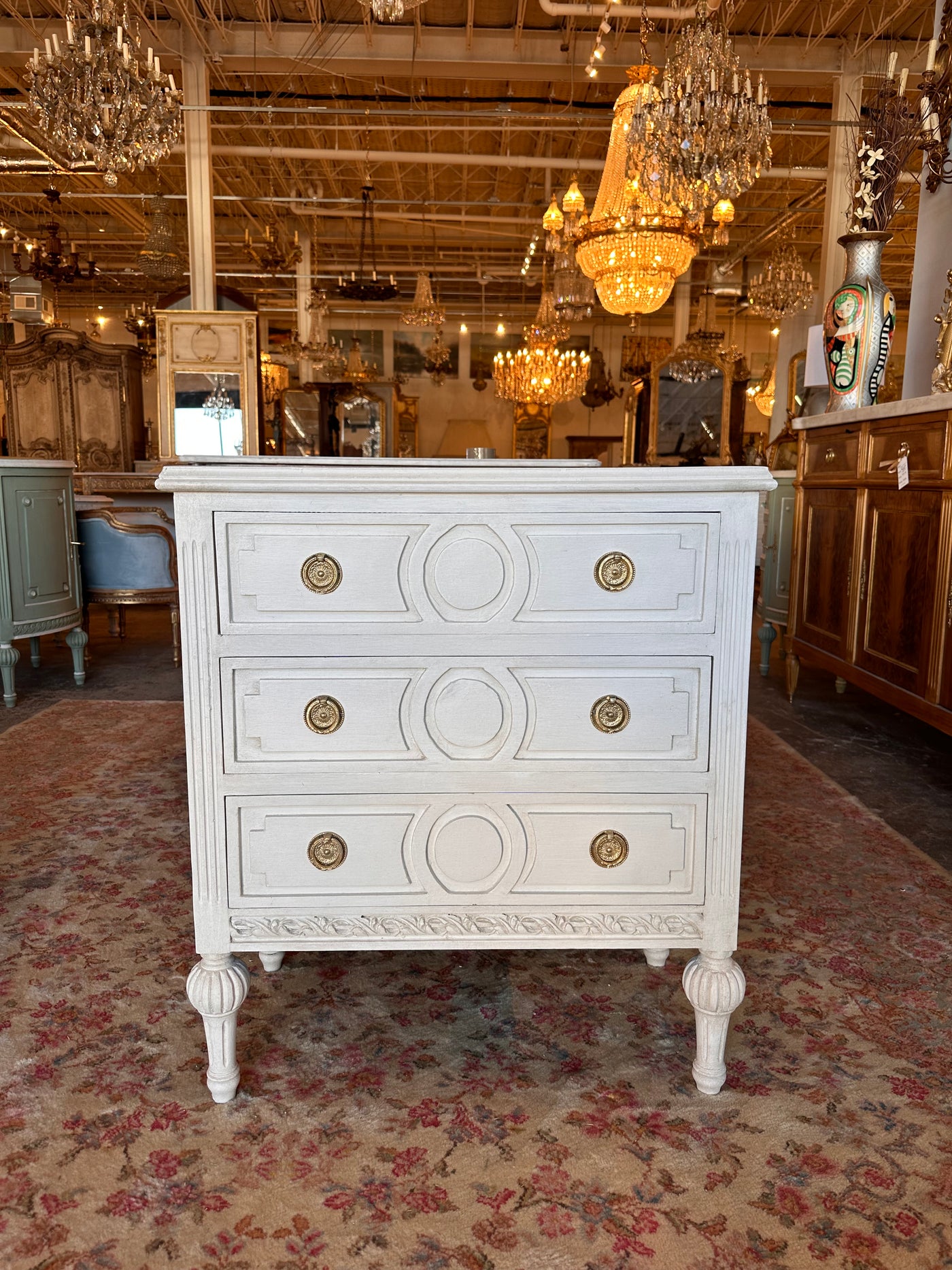 Swedish Chest with Circle Carving | Le Chateau | European Luxury Furniture in Atlanta