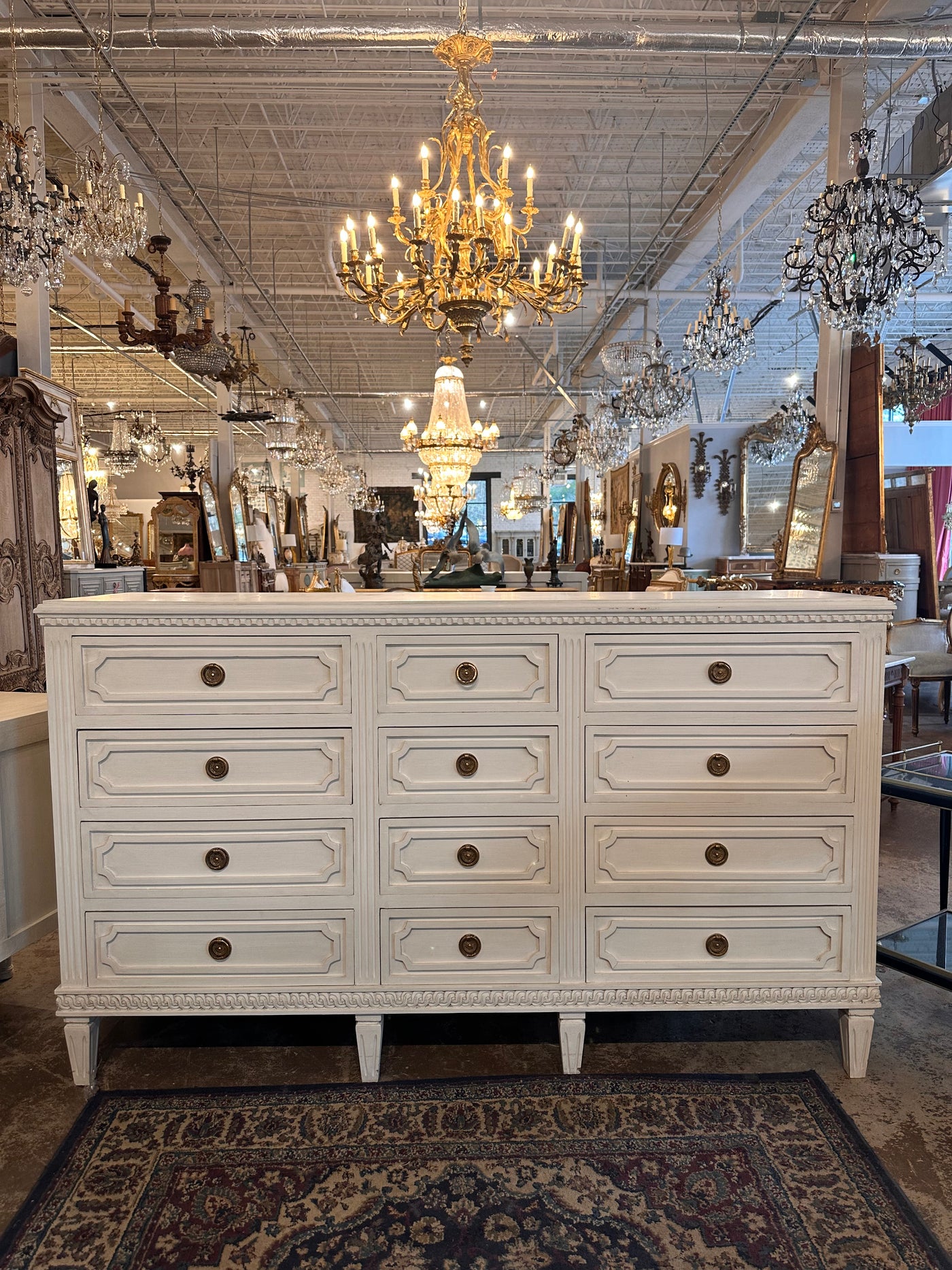 Antique Swedish 12 Drawer Dresser in White | Le Chateau | European Luxury Furniture in Atlanta