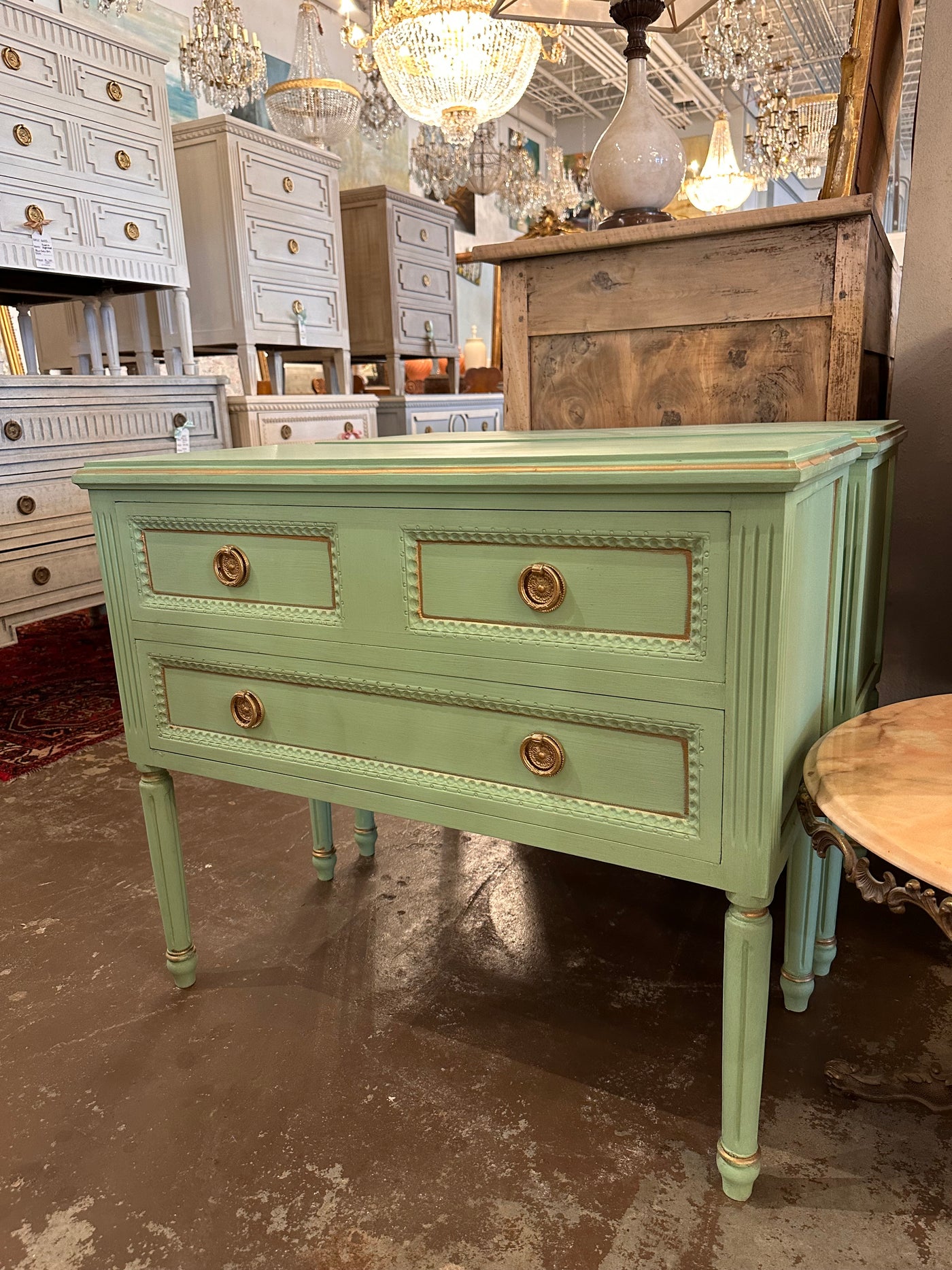 Swedish 2 Drawer Nightstand with Long Legs