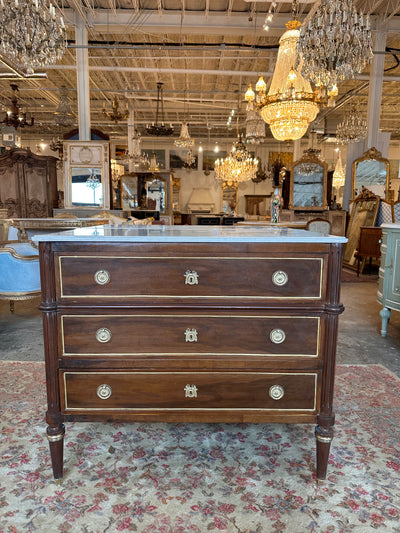 Burl Wood Marble Top Chest