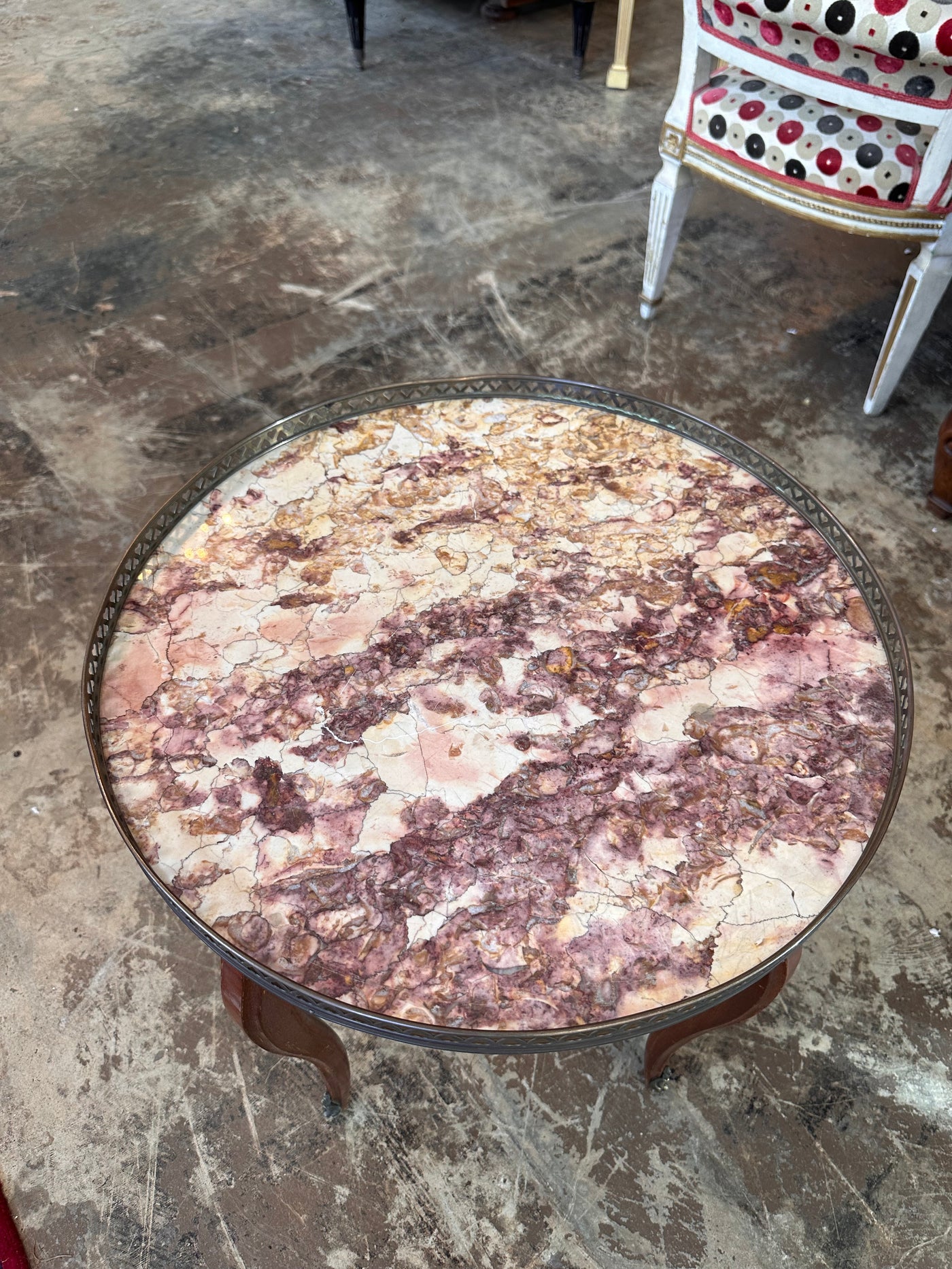 Antique French Red Marble Top End Table | Le Chateau | European Luxury Furniture in Atlanta