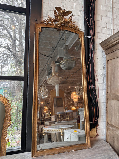 French Antique Mirror with Carved Birds