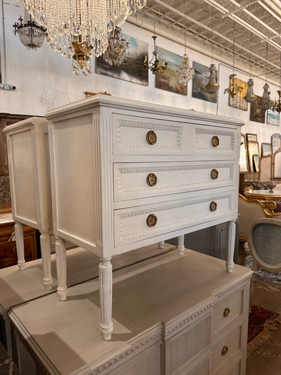 White Swedish Long Leg Nightstand | Le Chateau | European Luxury Furniture in Atlanta