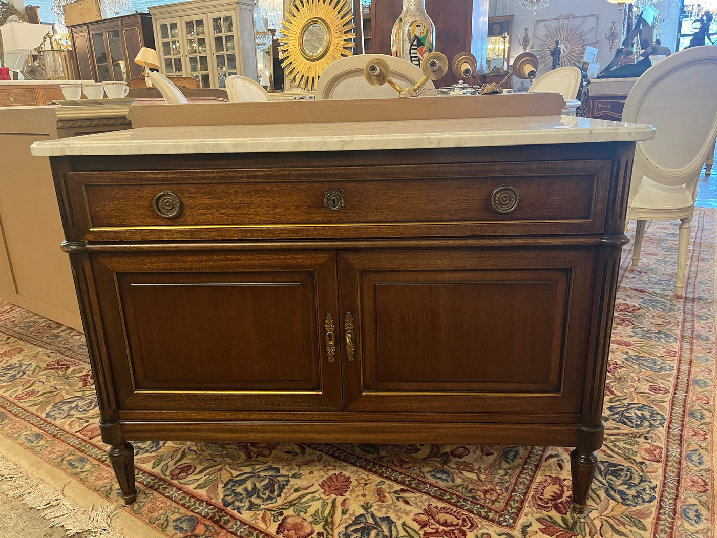 Rounded Corner Cabinet with Marble Top