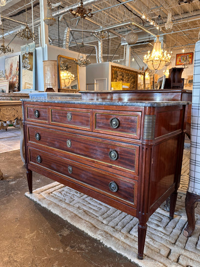 Louis XVI Black Marble Top Chest