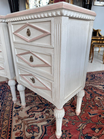 Swedish Nightstands with Pink Diamond Trim