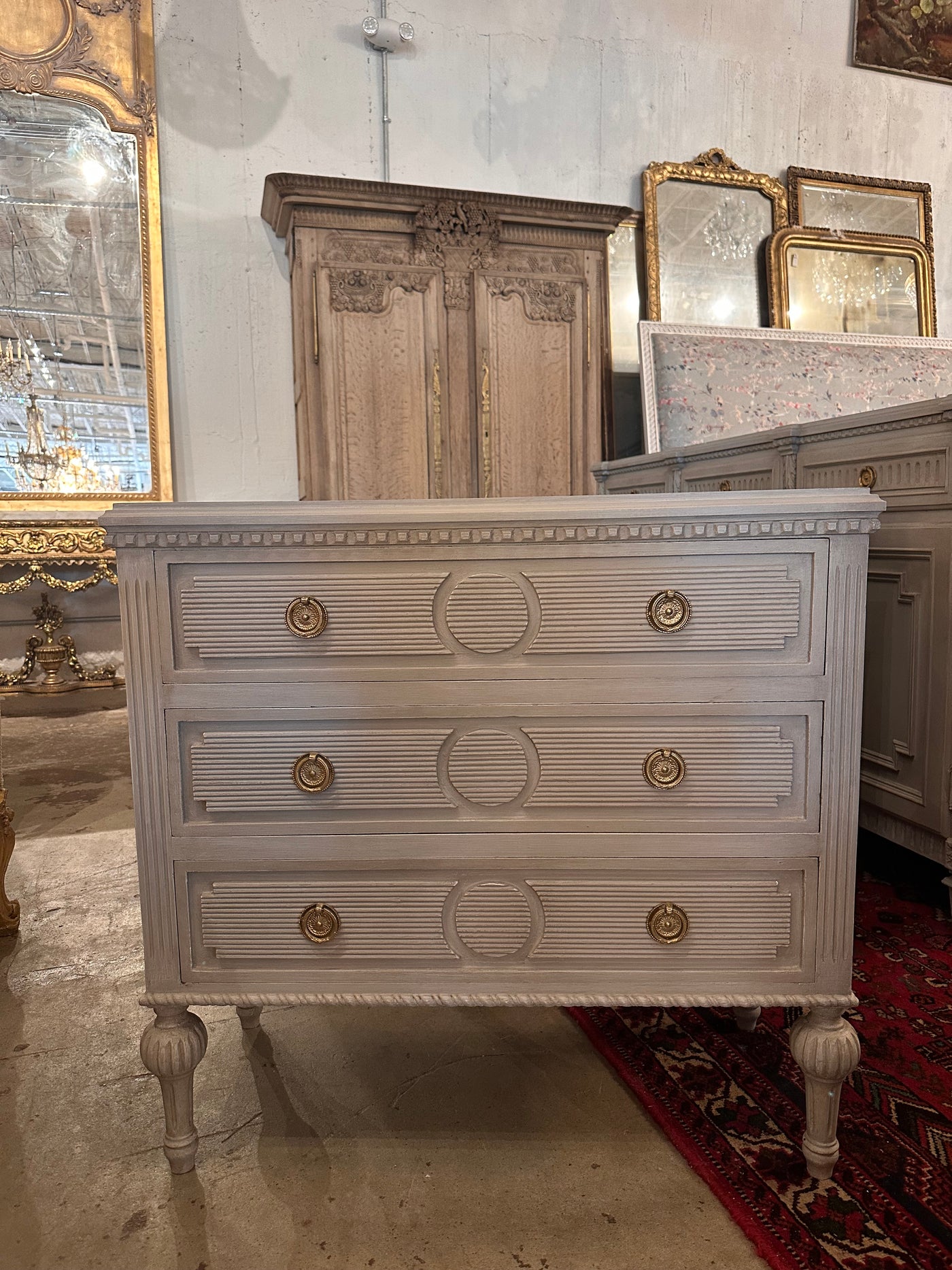 Swedish Horizontal Reeded Block Nightstand