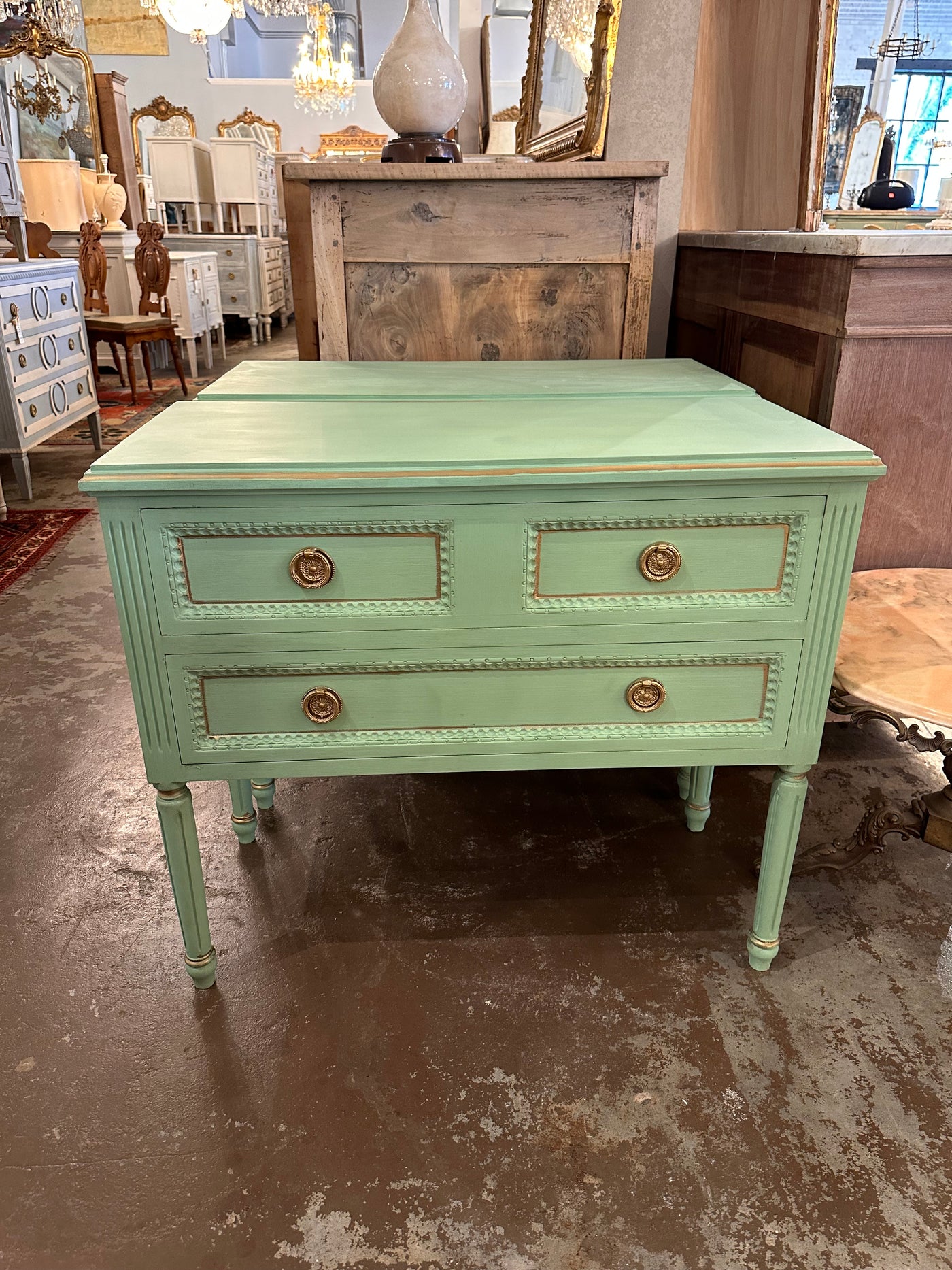 Swedish 2 Drawer Nightstand with Long Legs