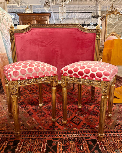 Louis XVI Pink Polka Dot Stool