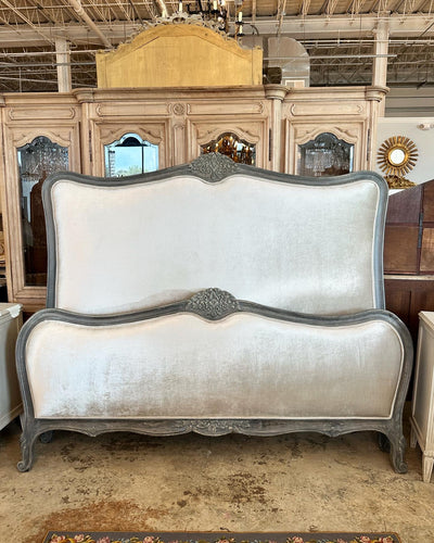 King Size Upholstered Complete Carved Bed