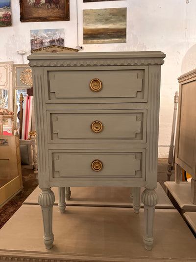 Swedish French Blue Block Front Nightstand