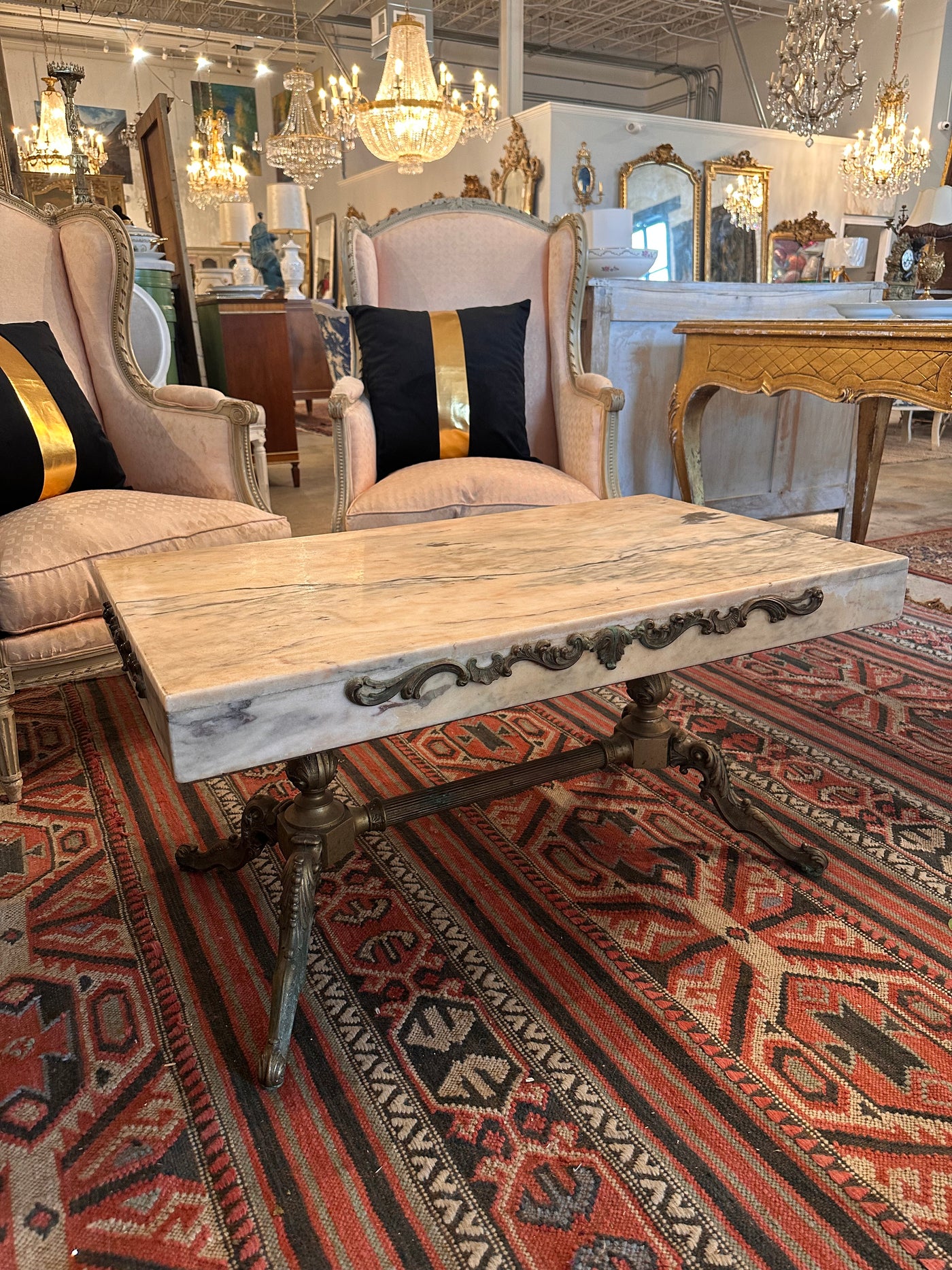 Marble Top Brass Coffee Table