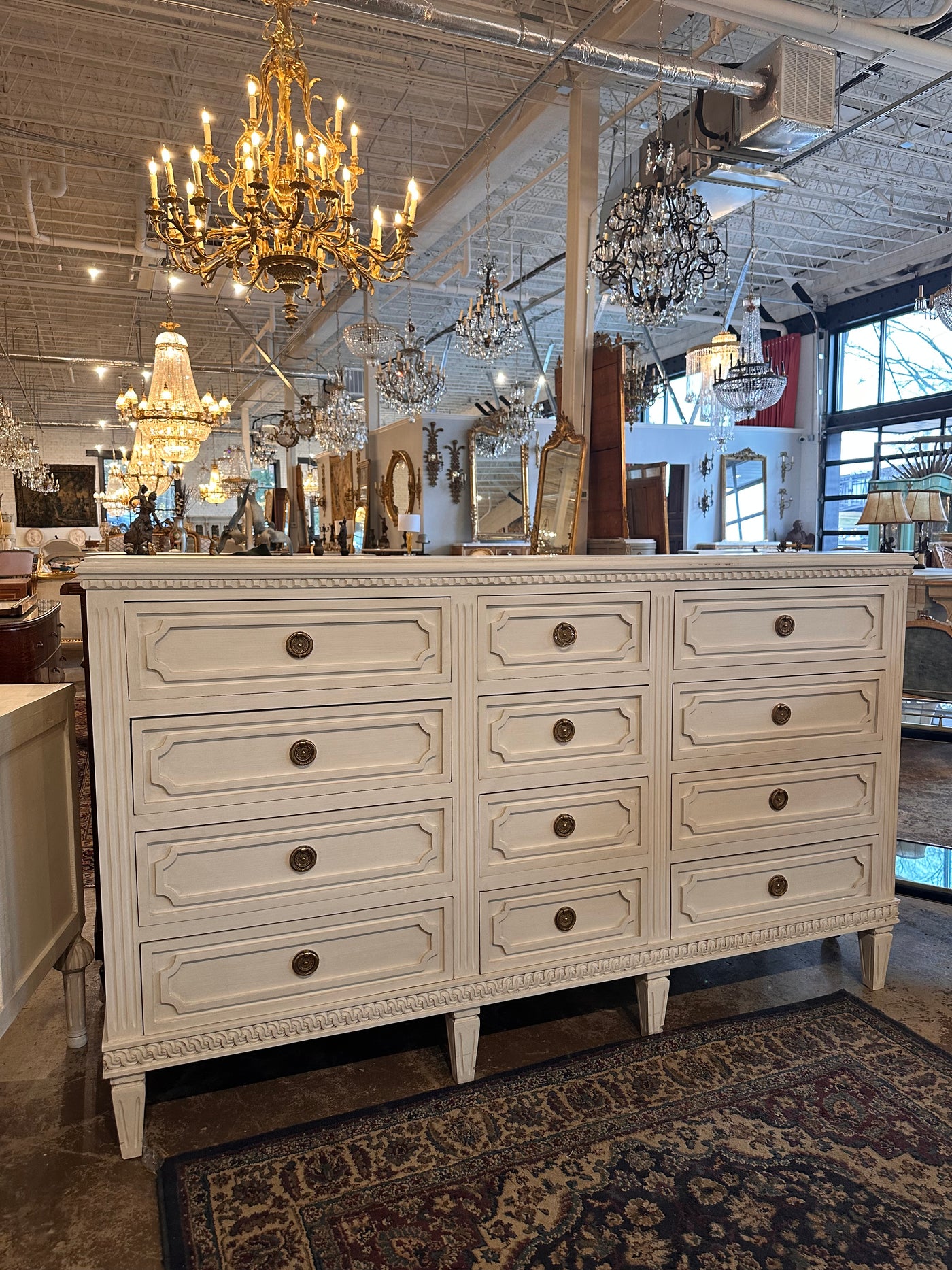 Antique Swedish 12 Drawer Dresser in White | Le Chateau | European Luxury Furniture in Atlanta