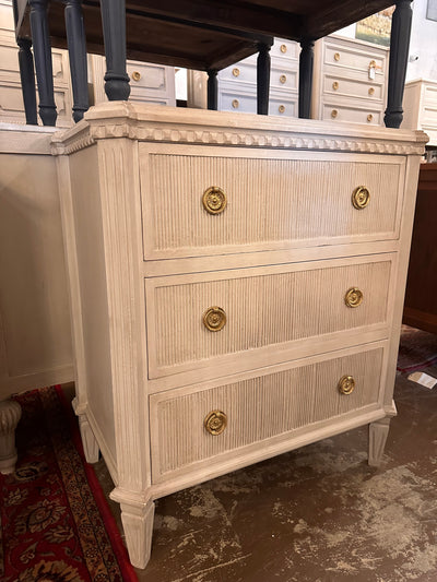 Swedish Canted Corner Nightstand with Reeded Drawers | Le Chateau | European Luxury Furniture in Atlanta