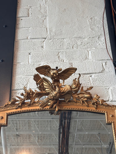 French Antique Mirror with Carved Birds