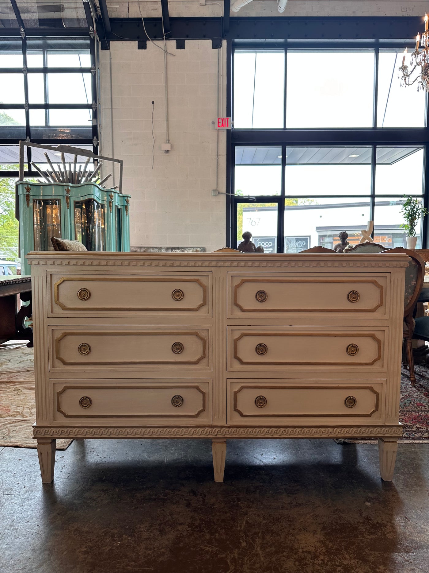 6 Drawer Swedish Dresser with Open Trim | Le Chateau | European Luxury Furniture in Atlanta