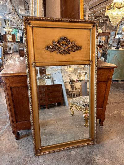 18th Century French Trumeau Mirror with Beveled Glass