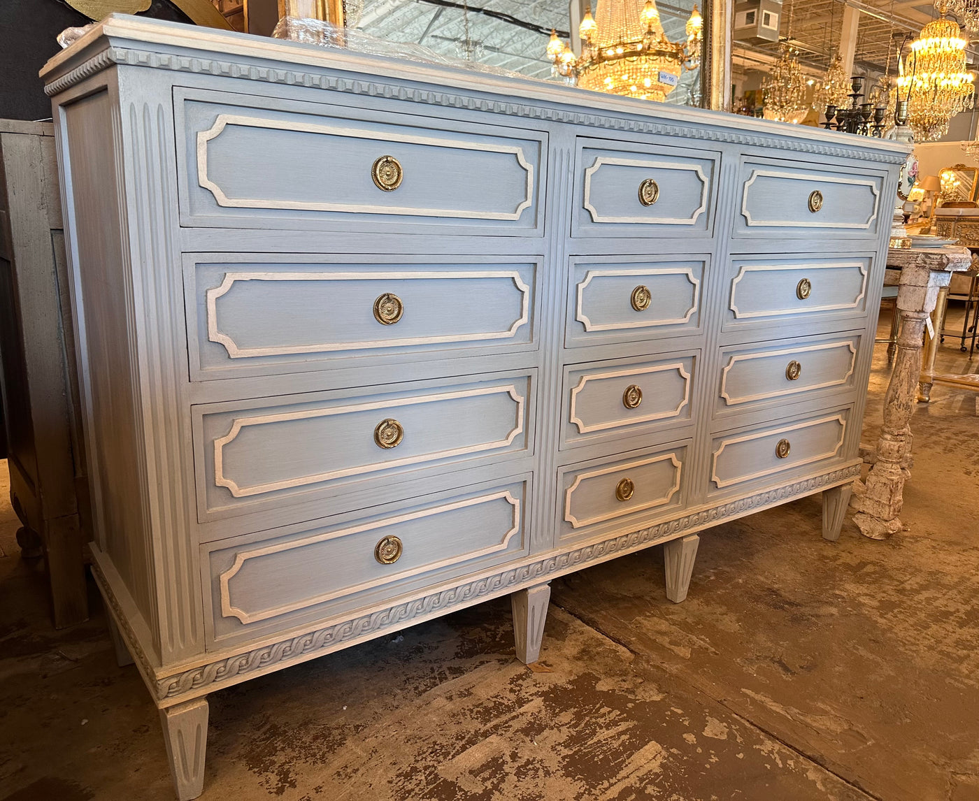 Swedish 12 Drawer Dresser with Open Trim