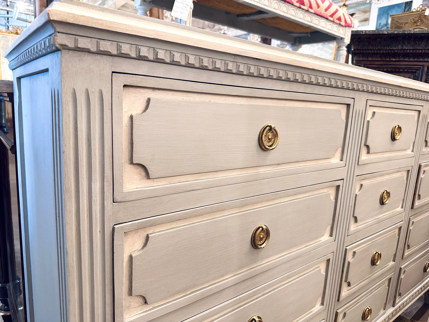 Swedish 12 Drawer Dresser in French Blue | Le Chateau | European Luxury Furniture in Atlanta