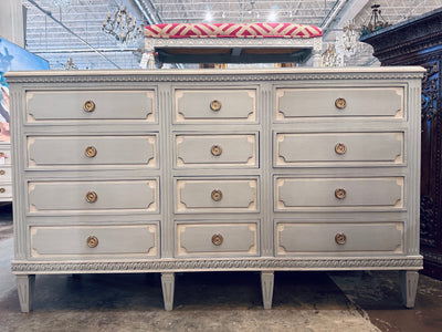 Swedish 12 Drawer Dresser in French Blue | Le Chateau | European Luxury Furniture in Atlanta