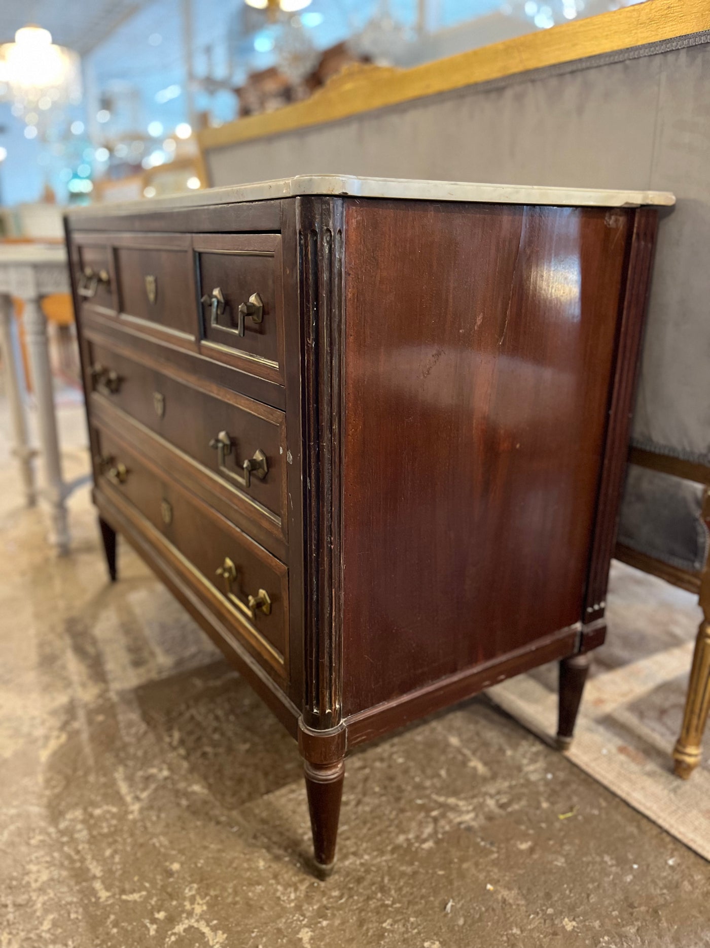 Louis XVI Chest with White Marble Top