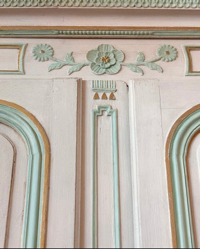 18th Century French Armoire in Antique White and Seafoam Green