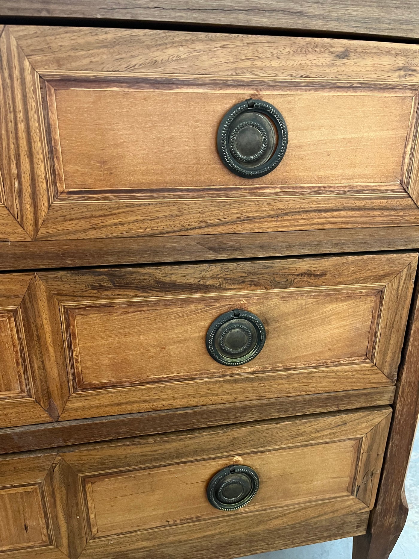 French Three-Drawer Chest with Brass Pulls