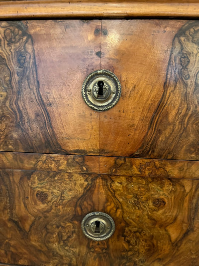 Burled Walnut Louis Philippe Chest with Black Marble Top