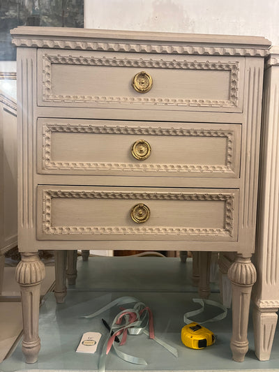 Tan Swedish Nightstand with Ballerina Legs