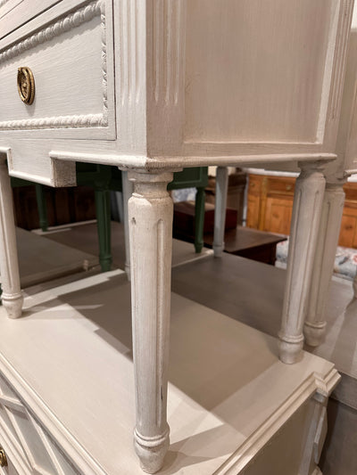 Antique Rope Trim White Swedish Nightstands | Le Chateau | European Luxury Furniture in Atlanta