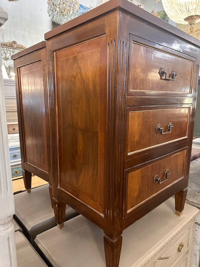 Swedish Burl Wood Nightstand with Brass Trim