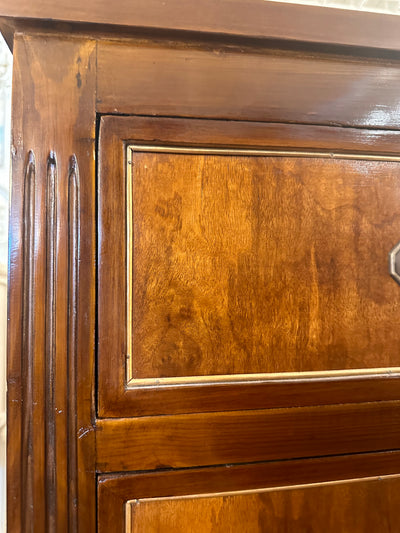 Swedish Burl Wood Nightstand with Brass Trim