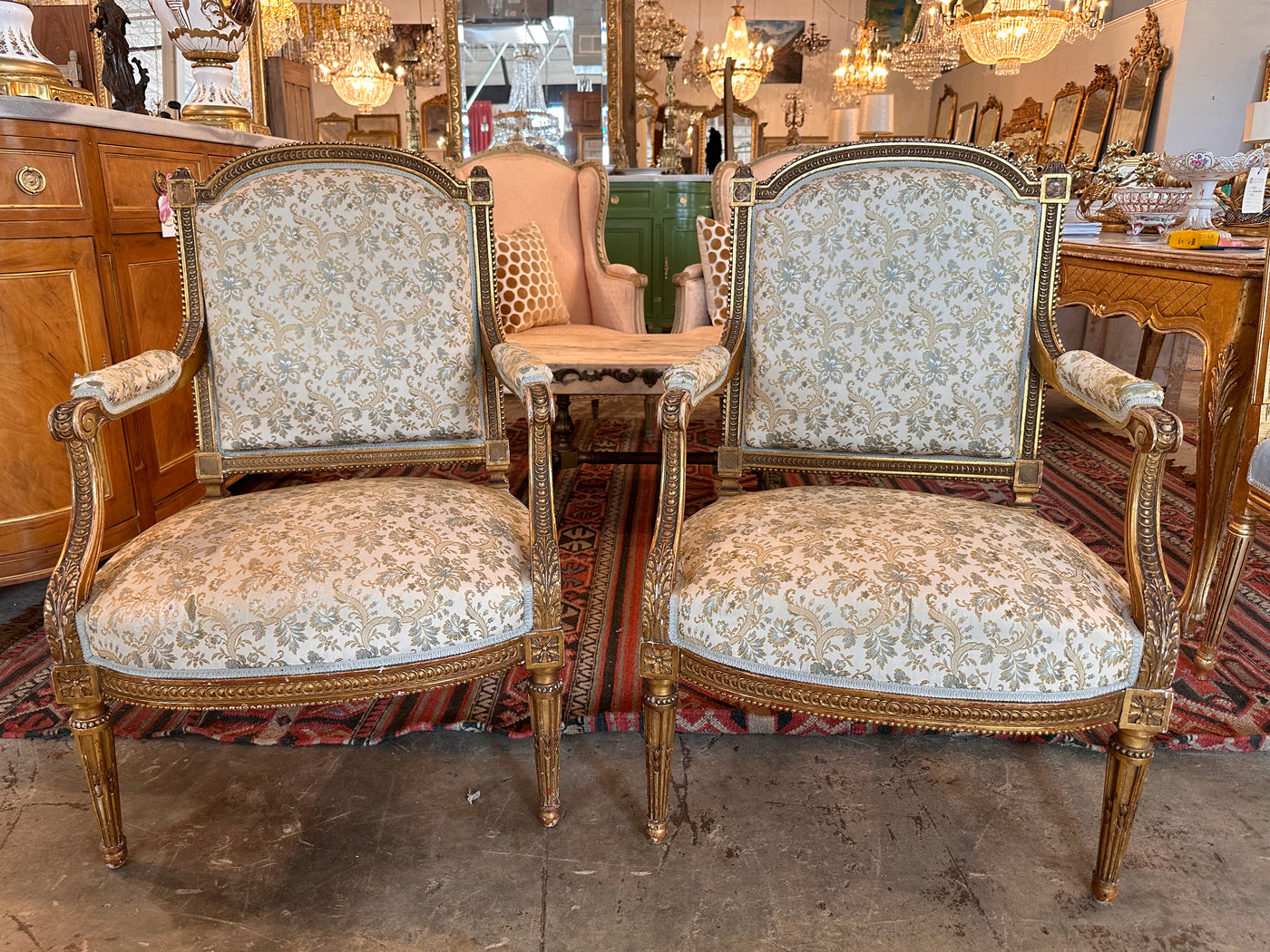 Pair of Original Condition French Louis XVI Antique Arm Chairs