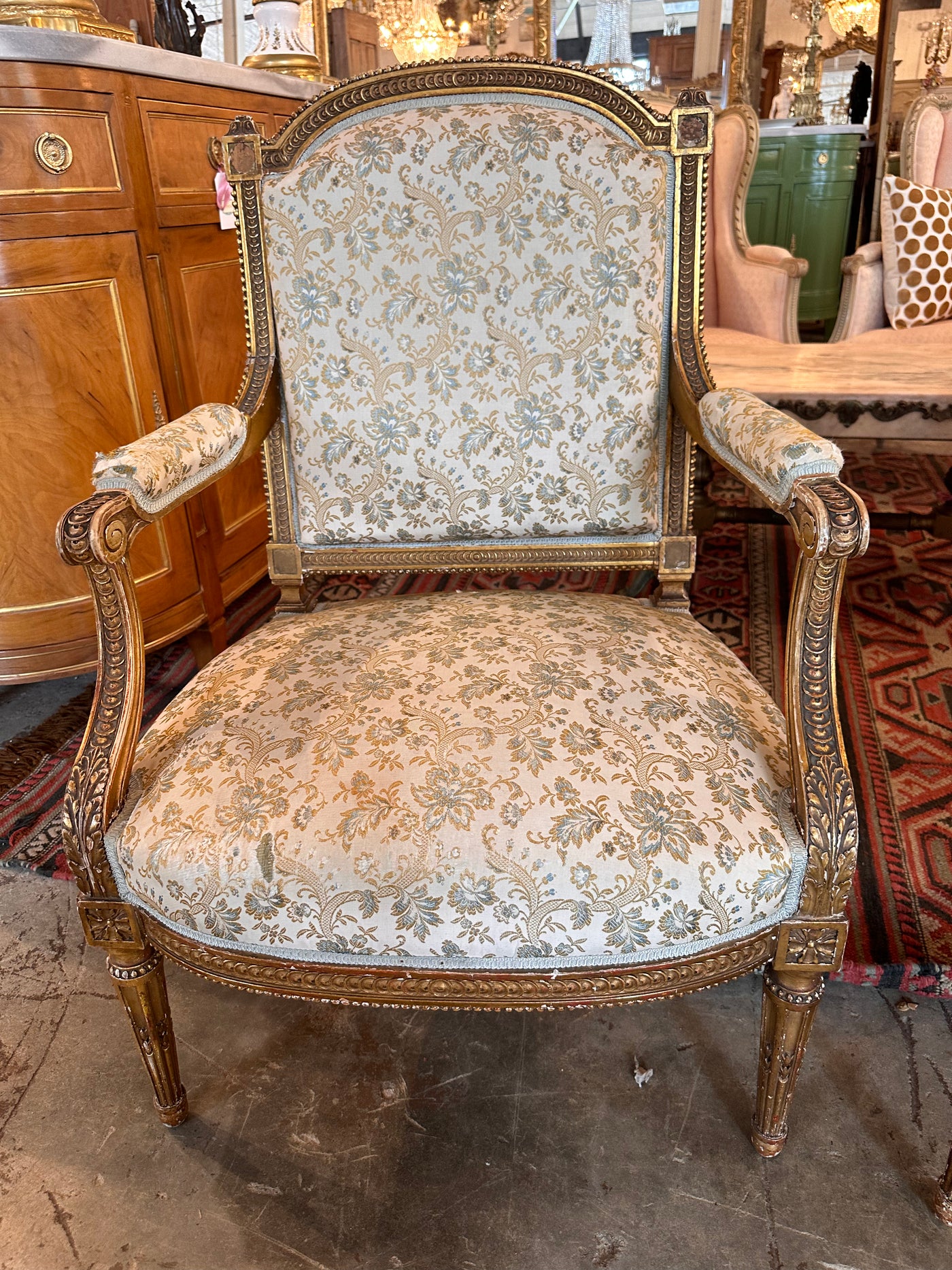 Pair of Original Condition French Louis XVI Antique Arm Chairs