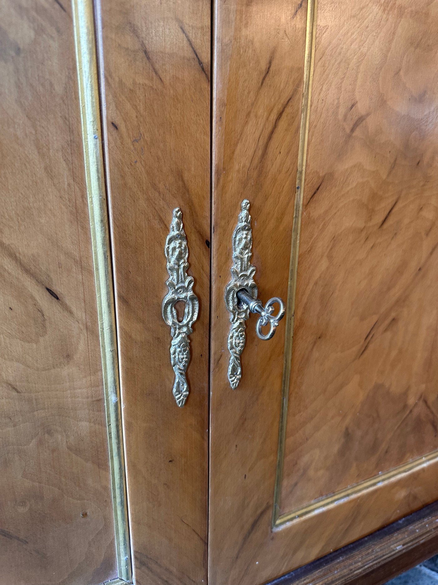 Louis XVI Burl Wood Marble Top Sideboard